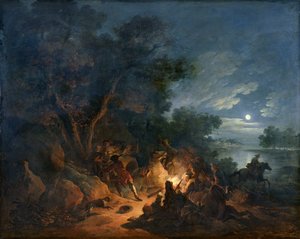 Überfall durch Räuber bei Nacht, um 1770